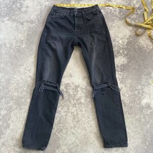 Girlfriend Barneys NY Karolina Distressed‎ Wild Thing Black Denim jeans size 26